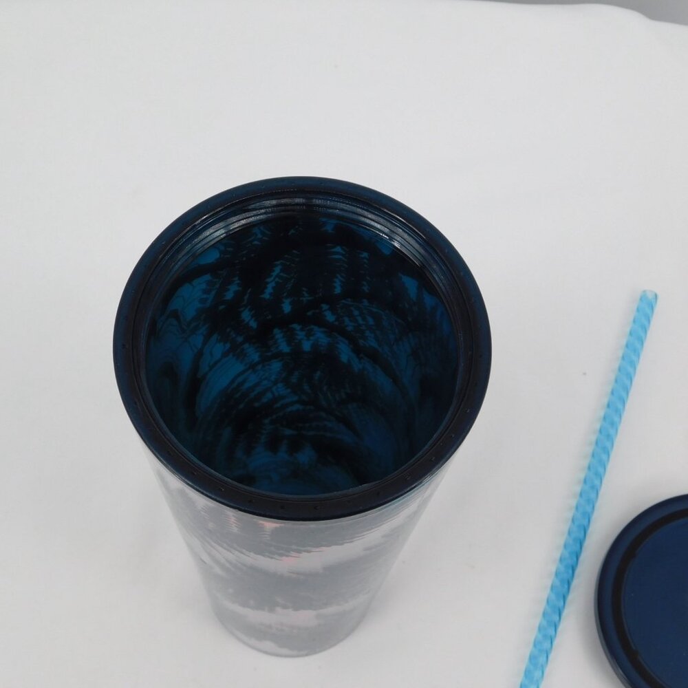 Starbucks Fall 2022 Ocean Fern Blue Rose Gold Foil 24oz Venti Cold Tumbler Straw - Picture 7 of 9